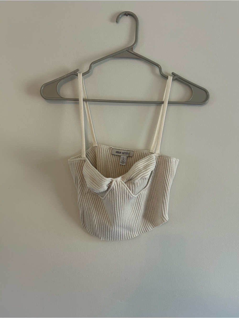 Urban Outfitters Ivory Ribbed Tie-Front Camisole